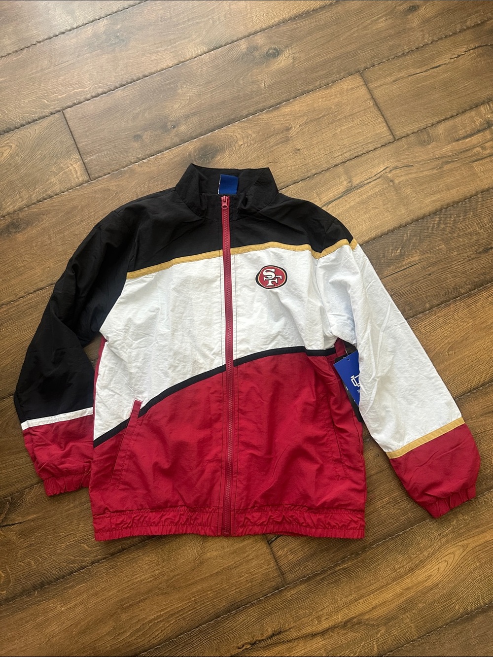 NFL San Francisco 49ers Red White Black Kids Windbreaker Jacket size 14-16 new